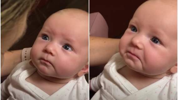 Dziecko po założeniu mu aparatu słuchowego, po raz pierwszy usłyszało głos swojej mamy